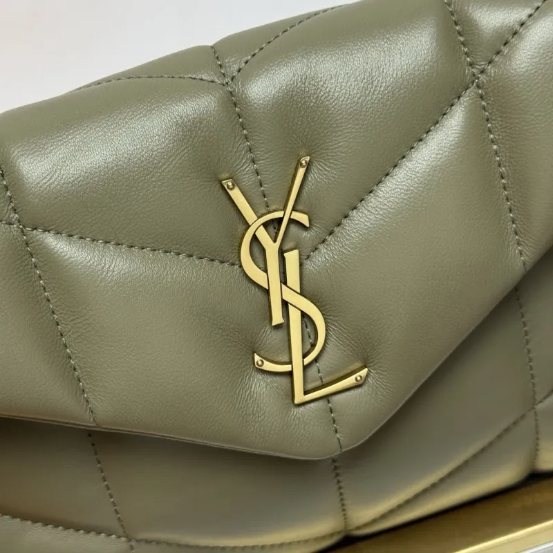 YSL Olive Green Quilted Chain Shoulder Bag 183 - Image 5