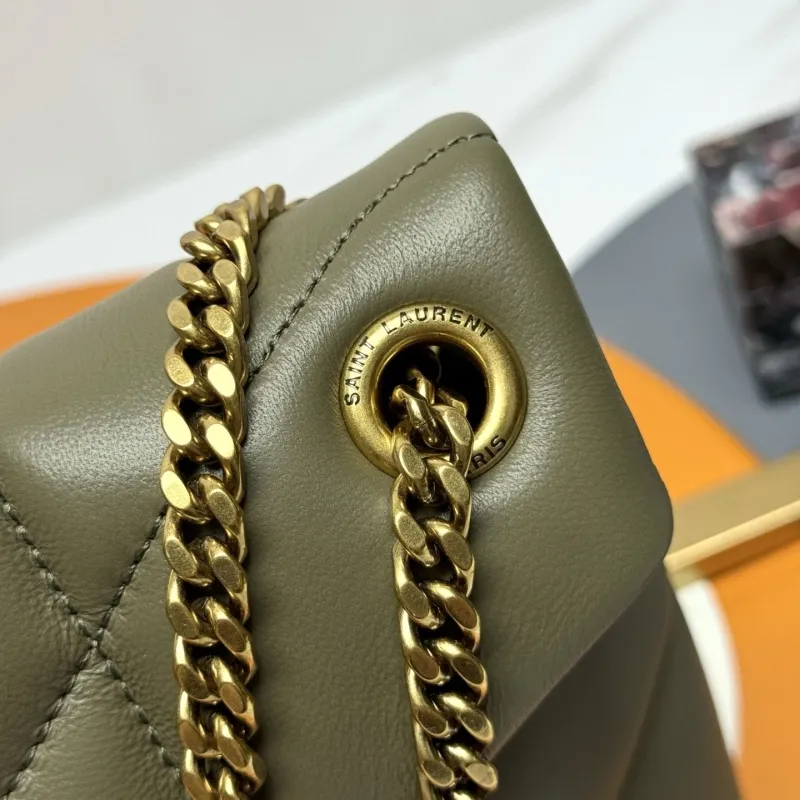 YSL Olive Green Quilted Chain Shoulder Bag 183 - Image 6