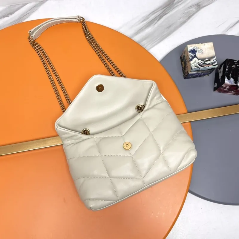 YSL Cream Quilted Top Handle Chain Bag 188 - Image 7