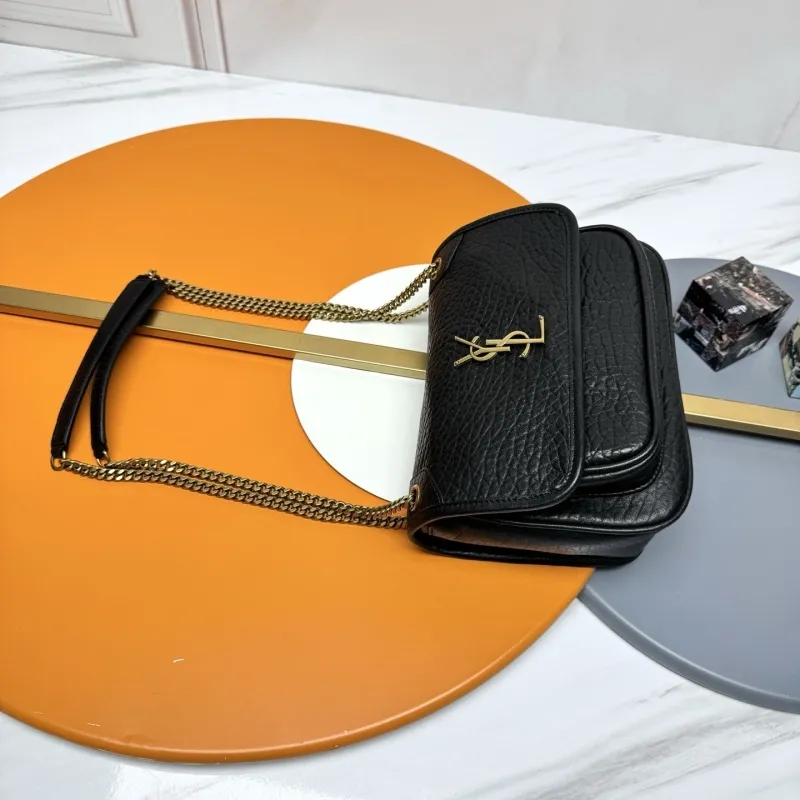 YSL Black Leather Chain Shoulder Bag 194 - Image 4