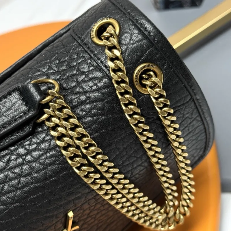 YSL Black Leather Chain Shoulder Bag 194 - Image 6