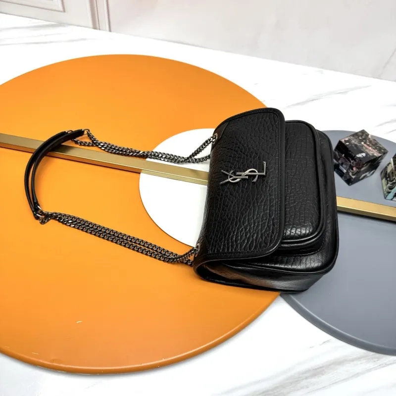 YSL Black Leather Chain Shoulder Bag 195 - Image 4