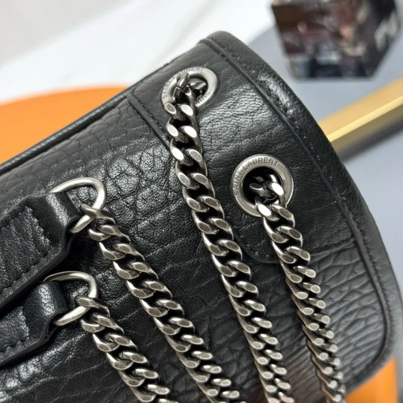 YSL Black Leather Chain Shoulder Bag 195 - Image 6