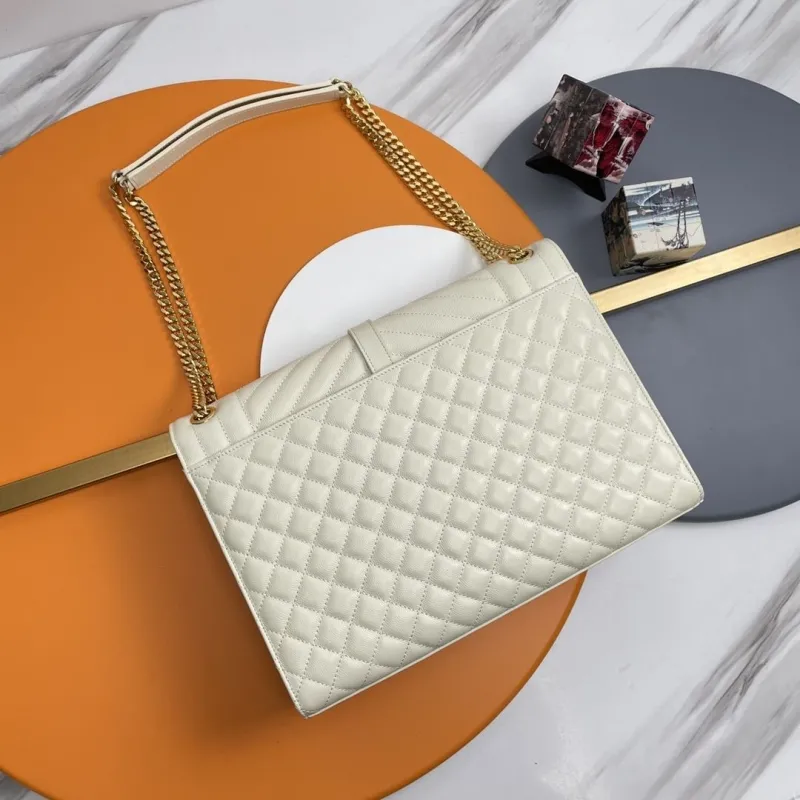 YSL Cream Quilted Chain Shoulder Bag - Image 3
