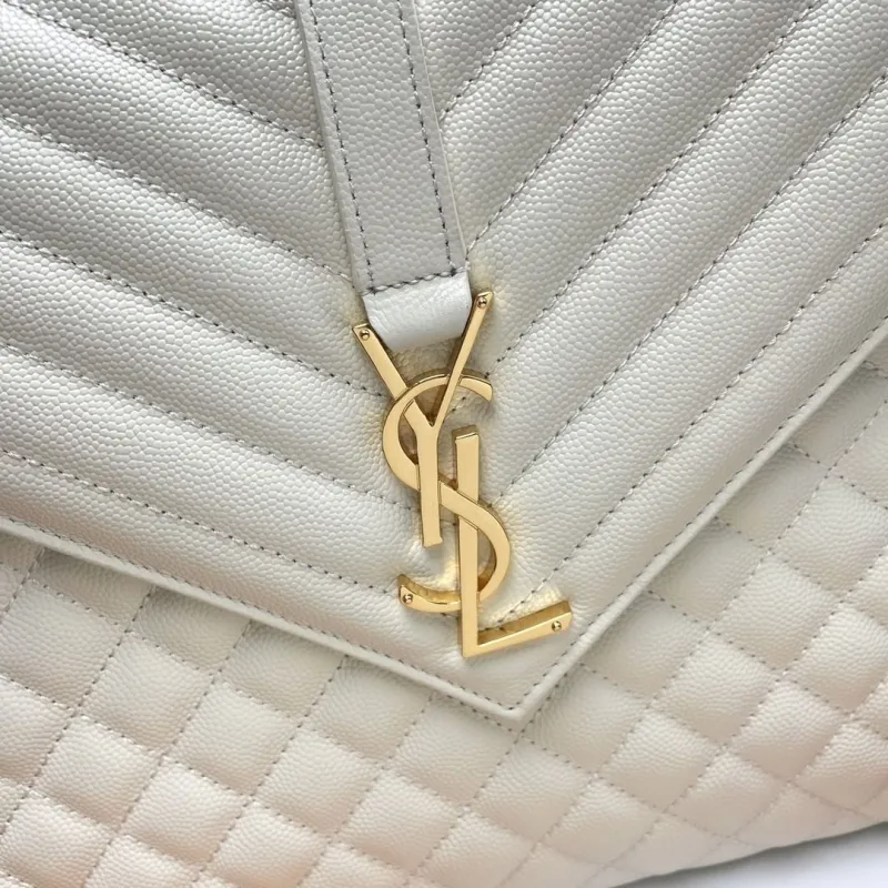 YSL Cream Quilted Chain Shoulder Bag - Image 4