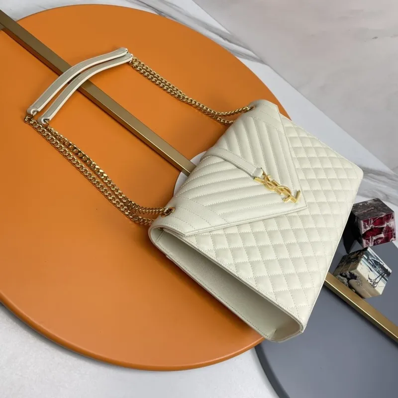 YSL Cream Quilted Chain Shoulder Bag - Image 6