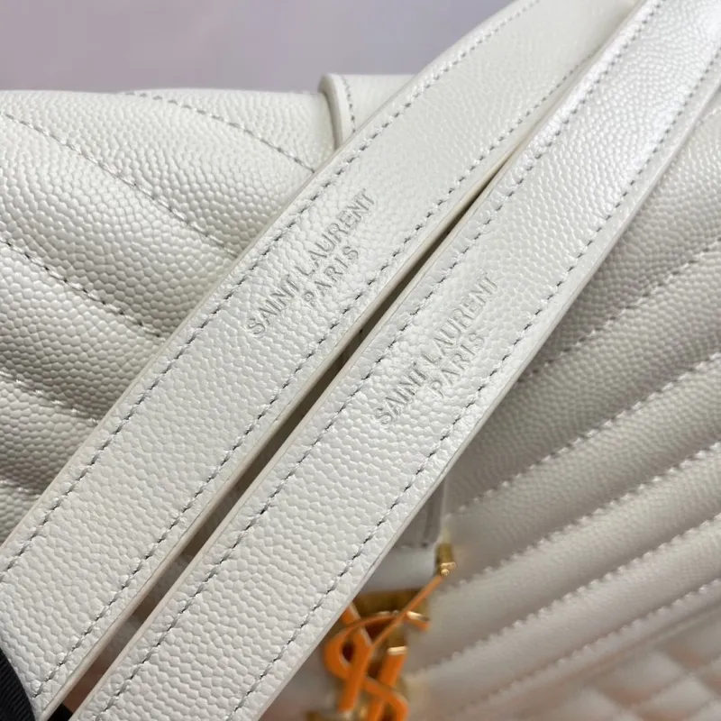YSL Cream Quilted Chain Shoulder Bag - Image 7