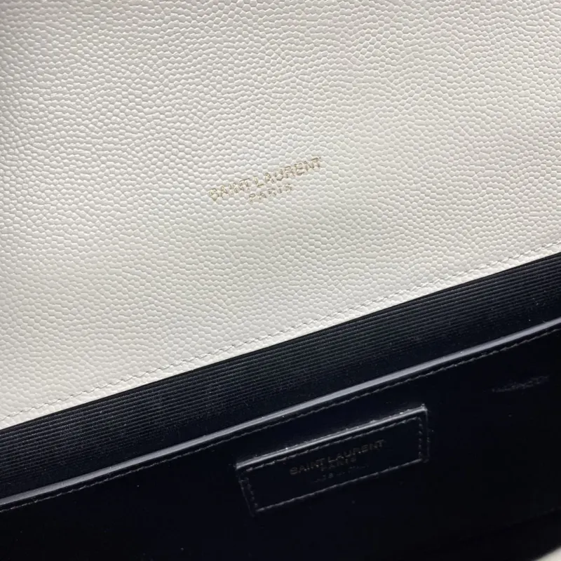 YSL Cream Quilted Chain Shoulder Bag - Image 8