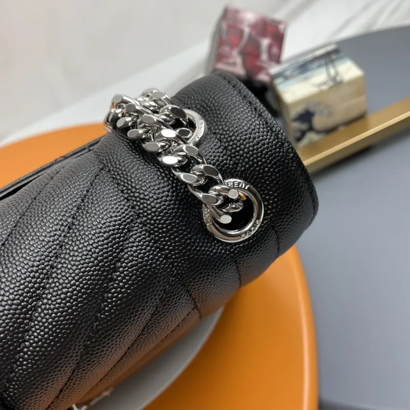YSL Black Quilted Chain Shoulder Bag - Image 5