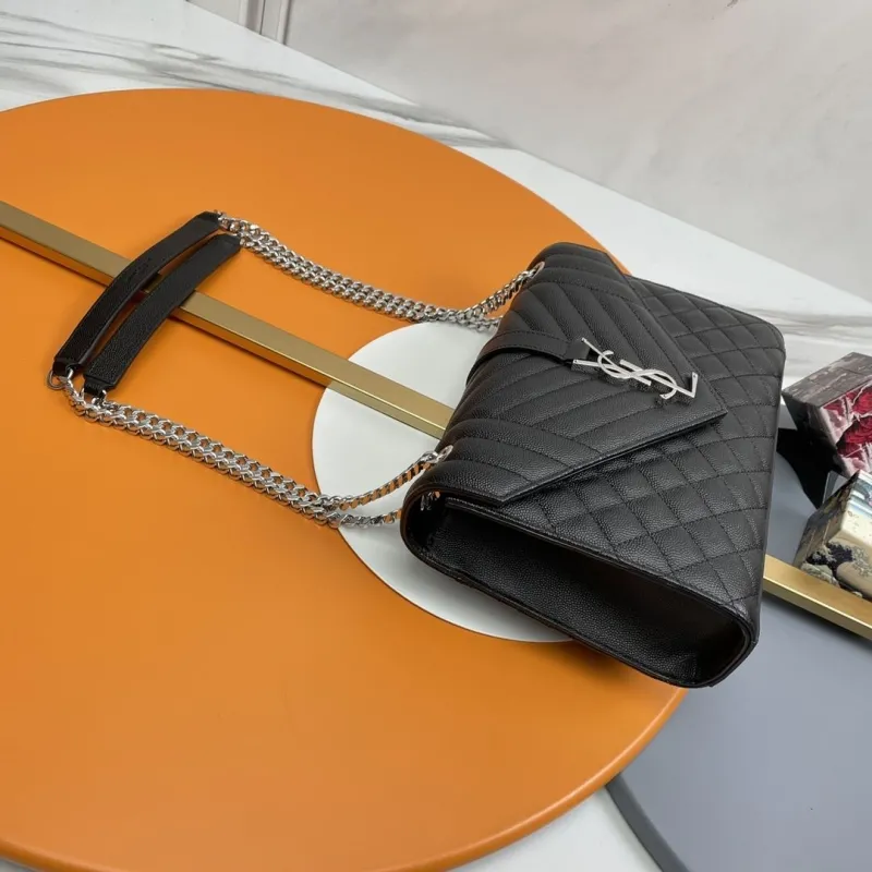 YSL Black Quilted Chain Shoulder Bag - Image 6