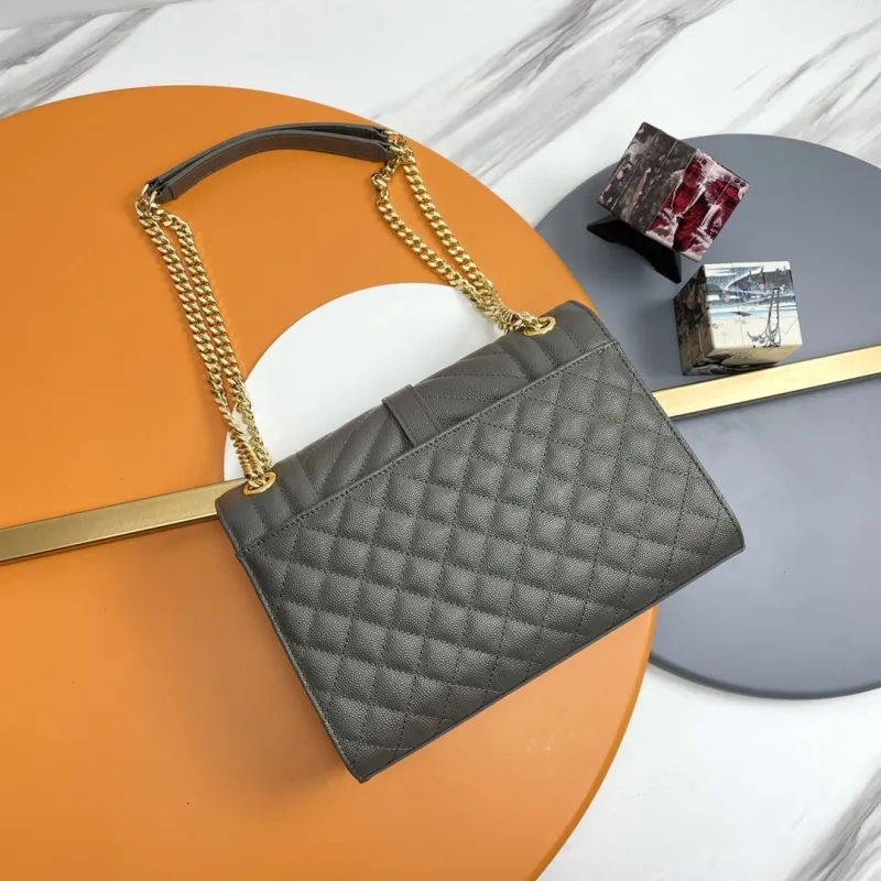 YSL Gray Quilted Top Handle Shoulder Bag 206 - Image 3