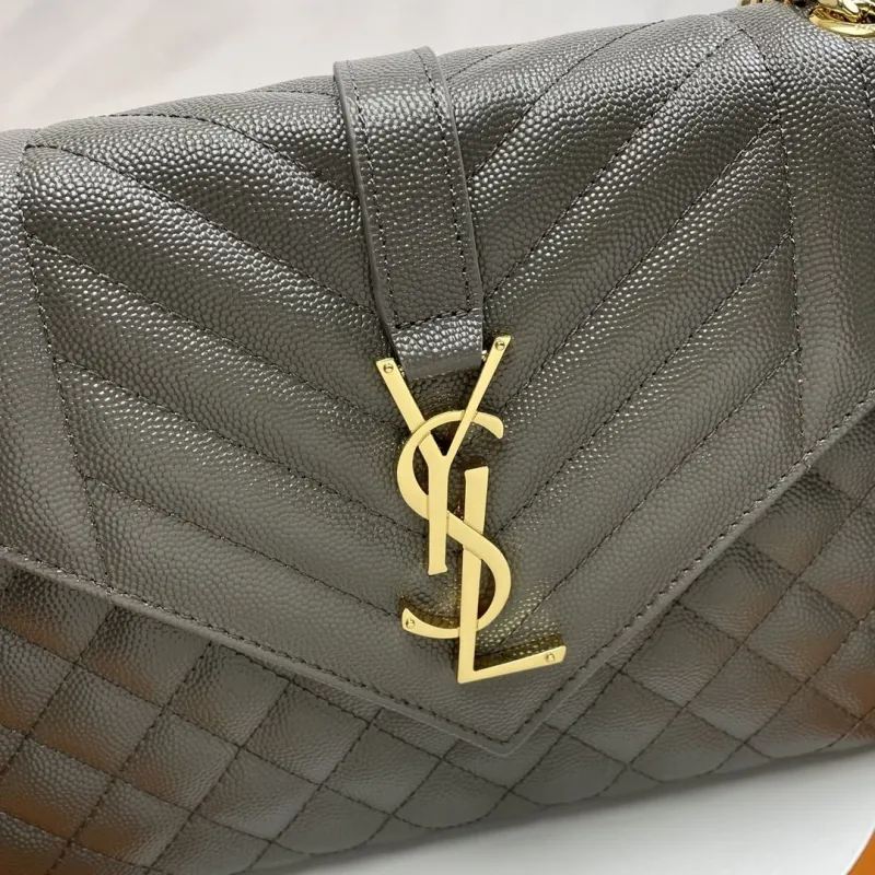 YSL Gray Quilted Top Handle Shoulder Bag 206 - Image 4