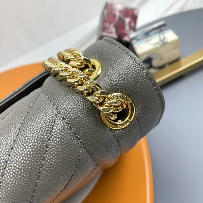 YSL Gray Quilted Top Handle Shoulder Bag 206 - Image 6