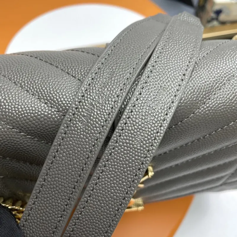 YSL Gray Quilted Top Handle Shoulder Bag 206 - Image 7