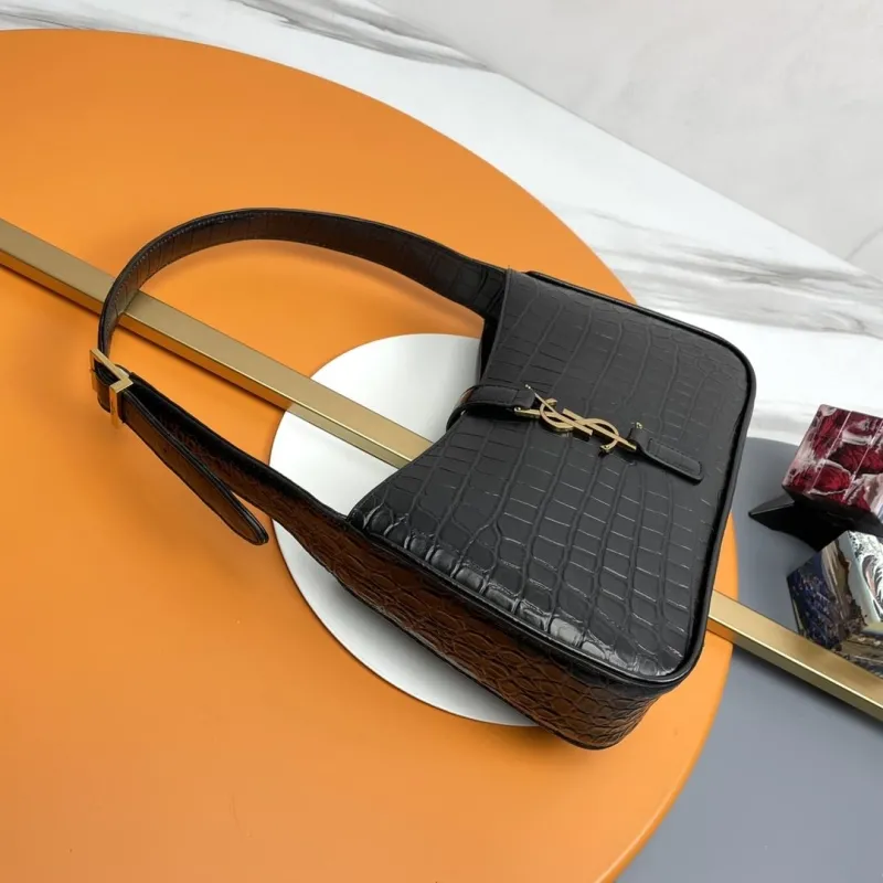 YSL Black Crocodile Embossed Top Handle Bag 211 - Image 3