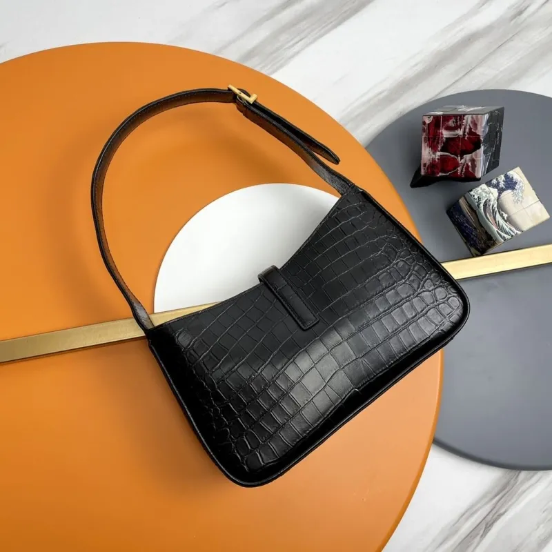 YSL Black Crocodile Embossed Top Handle Bag 211 - Image 4