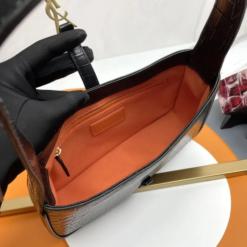 YSL Black Crocodile Embossed Top Handle Bag 211 - Image 9