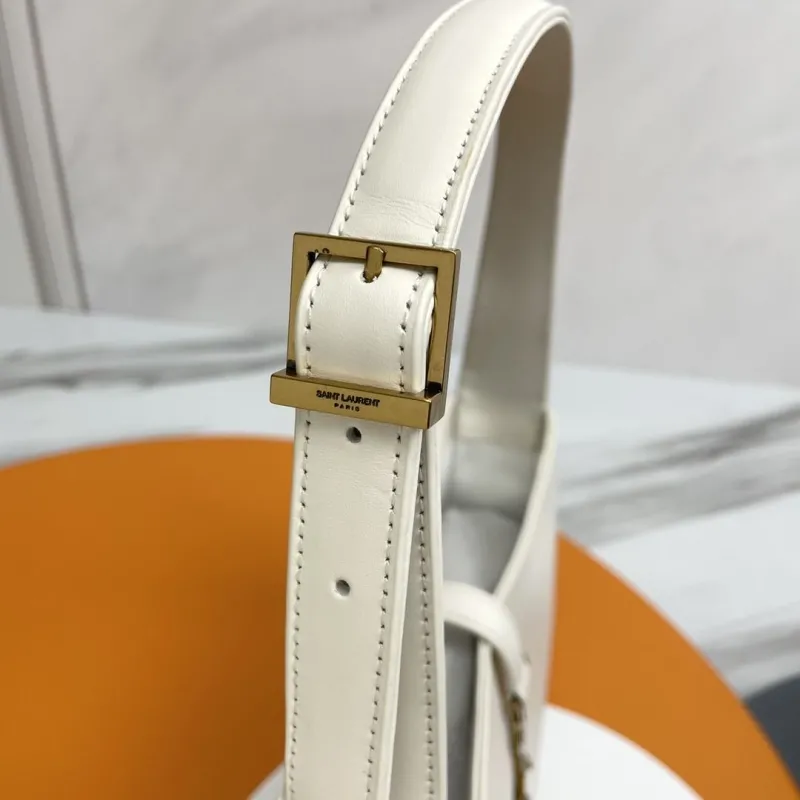 YSL White Leather Hobo Shoulder Bag 217 - Image 5
