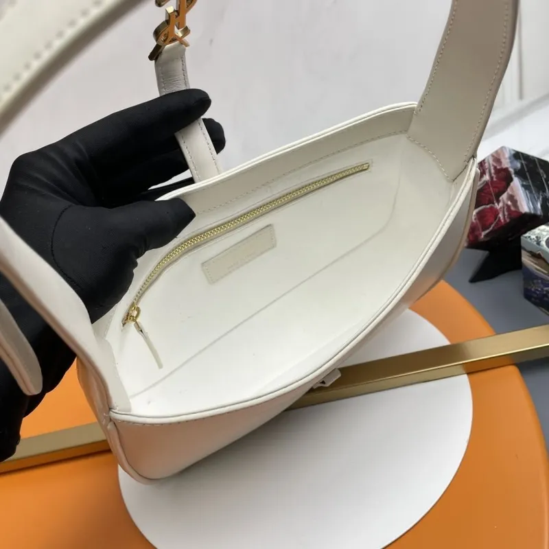YSL White Leather Hobo Shoulder Bag 217 - Image 9