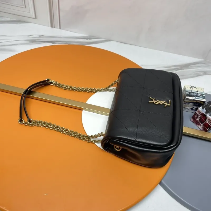 YSL Black Leather Chain Shoulder Bag - Image 3
