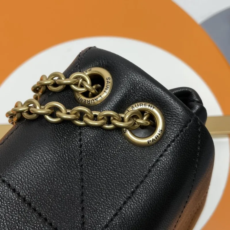 YSL Black Leather Chain Shoulder Bag - Image 5