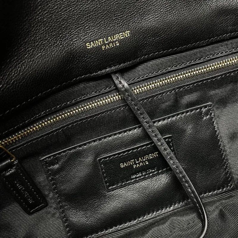 YSL Black Leather Chain Shoulder Bag - Image 6