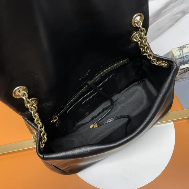 YSL Black Leather Chain Shoulder Bag - Image 9