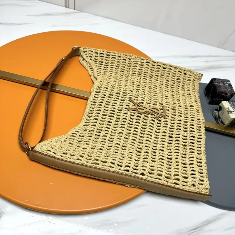 YSL Beige Straw Woven Shoulder Bag 224 - Image 3