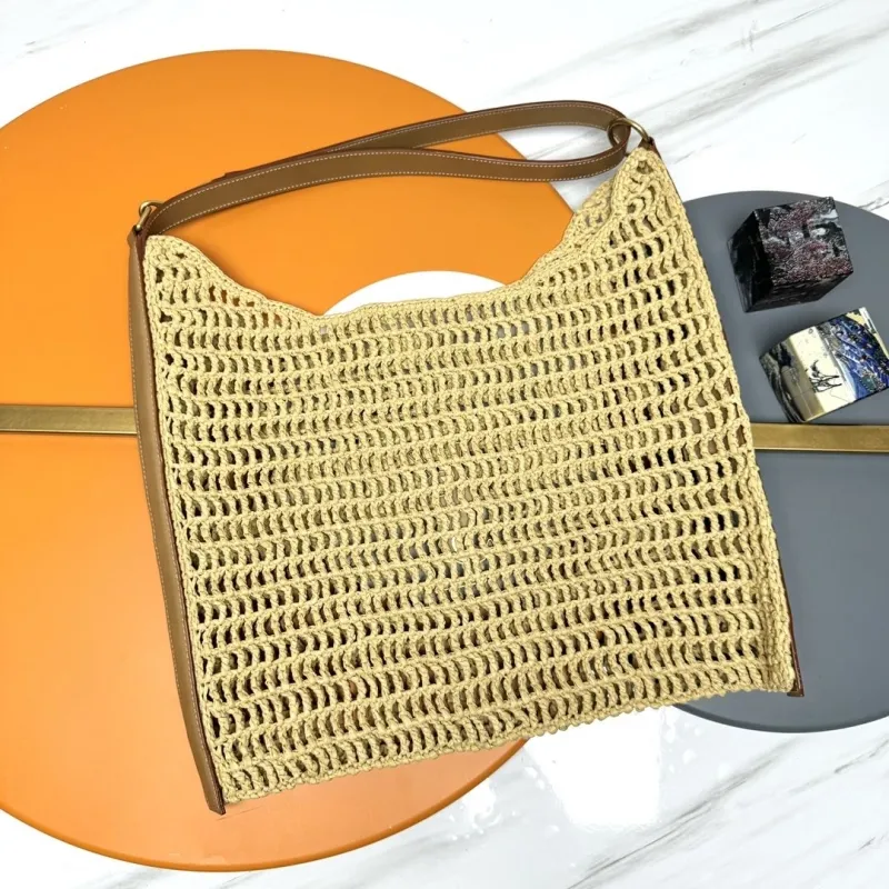 YSL Beige Straw Woven Shoulder Bag 224 - Image 4