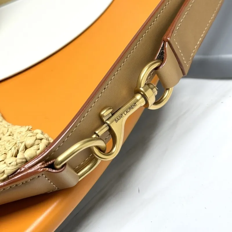 YSL Beige Straw Woven Shoulder Bag 224 - Image 5