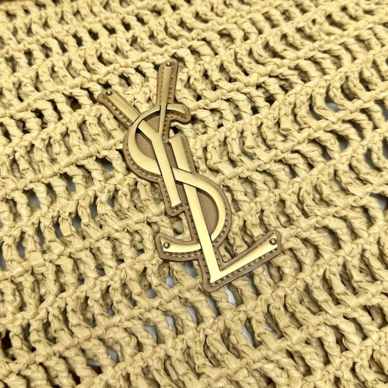 YSL Beige Straw Woven Shoulder Bag 224 - Image 6
