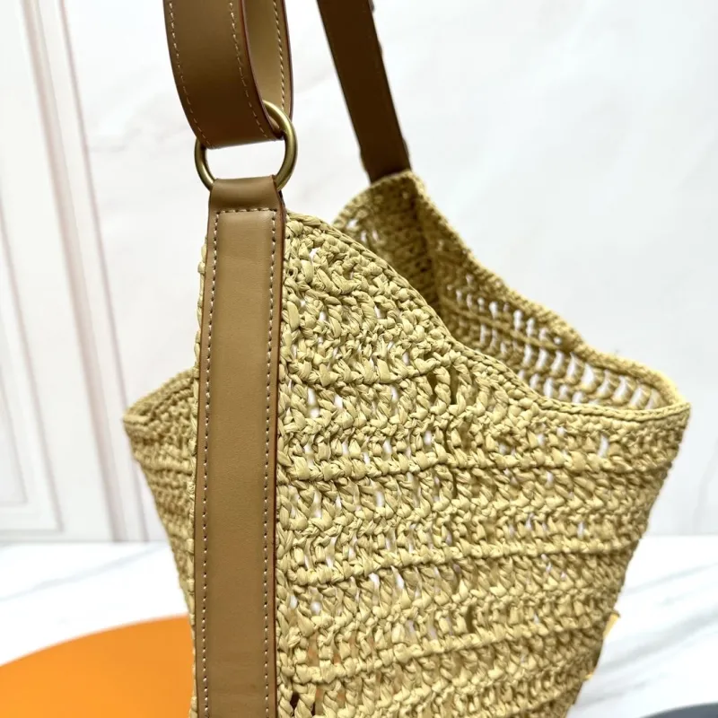 YSL Beige Straw Woven Shoulder Bag 224 - Image 7