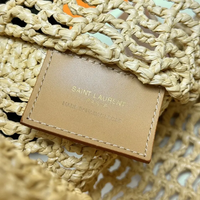 YSL Beige Straw Woven Shoulder Bag 224 - Image 8
