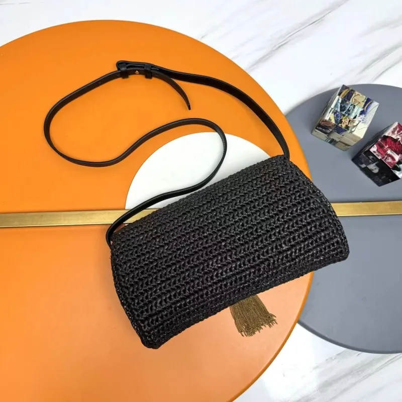 YSL Black Woven Shoulder Bag 227 - Image 3