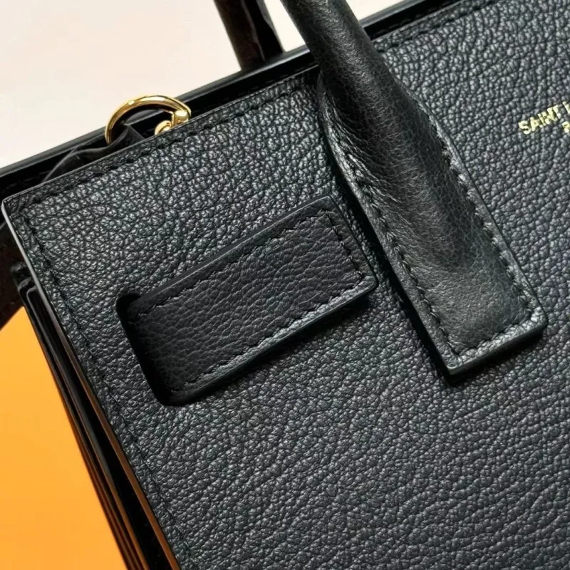 YSL Black Leather Top Handle Bag 235 - Image 6