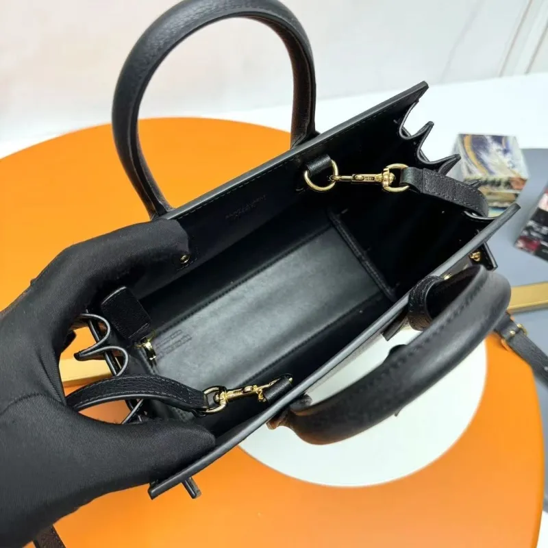 YSL Black Leather Top Handle Bag 235 - Image 9