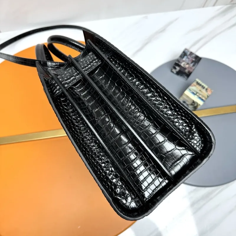 YSL Black Crocodile Embossed Top Handle Bag 239 - Image 3