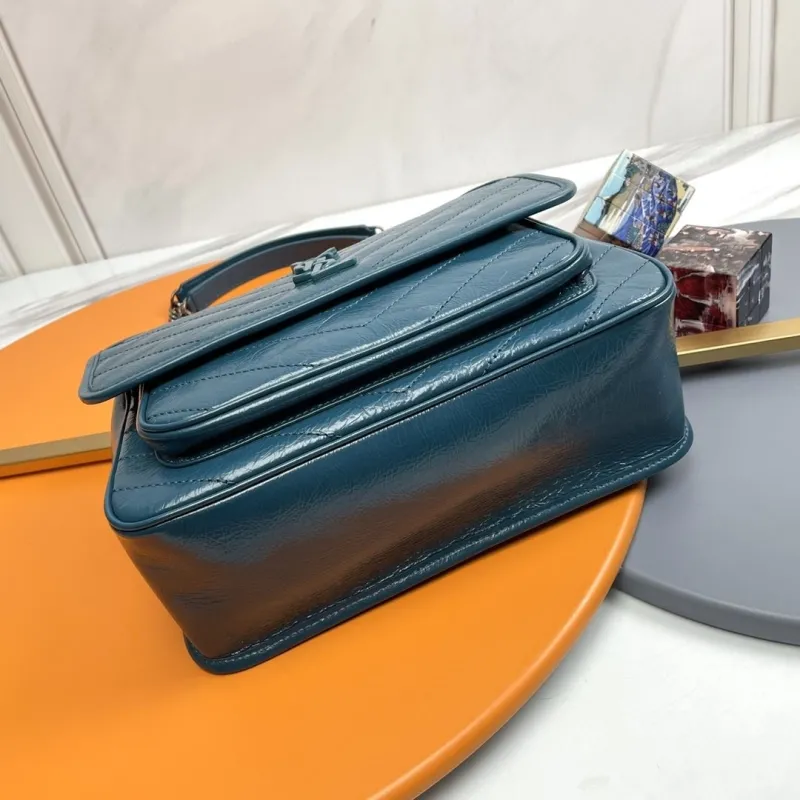 YSL Teal Leather Top Handle Shoulder Bag 244 - Image 4