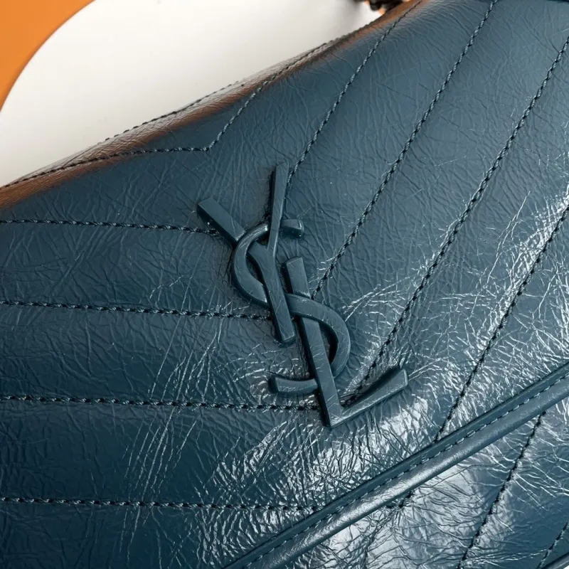 YSL Teal Leather Top Handle Shoulder Bag 244 - Image 5