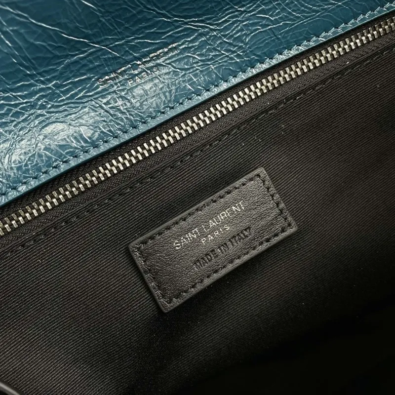 YSL Teal Leather Top Handle Shoulder Bag 244 - Image 8
