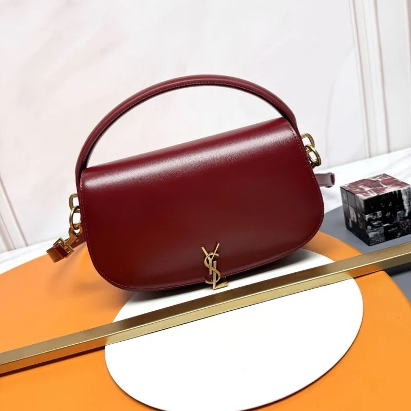 YSL Burgundy Top Handle Crossbody Bag 250