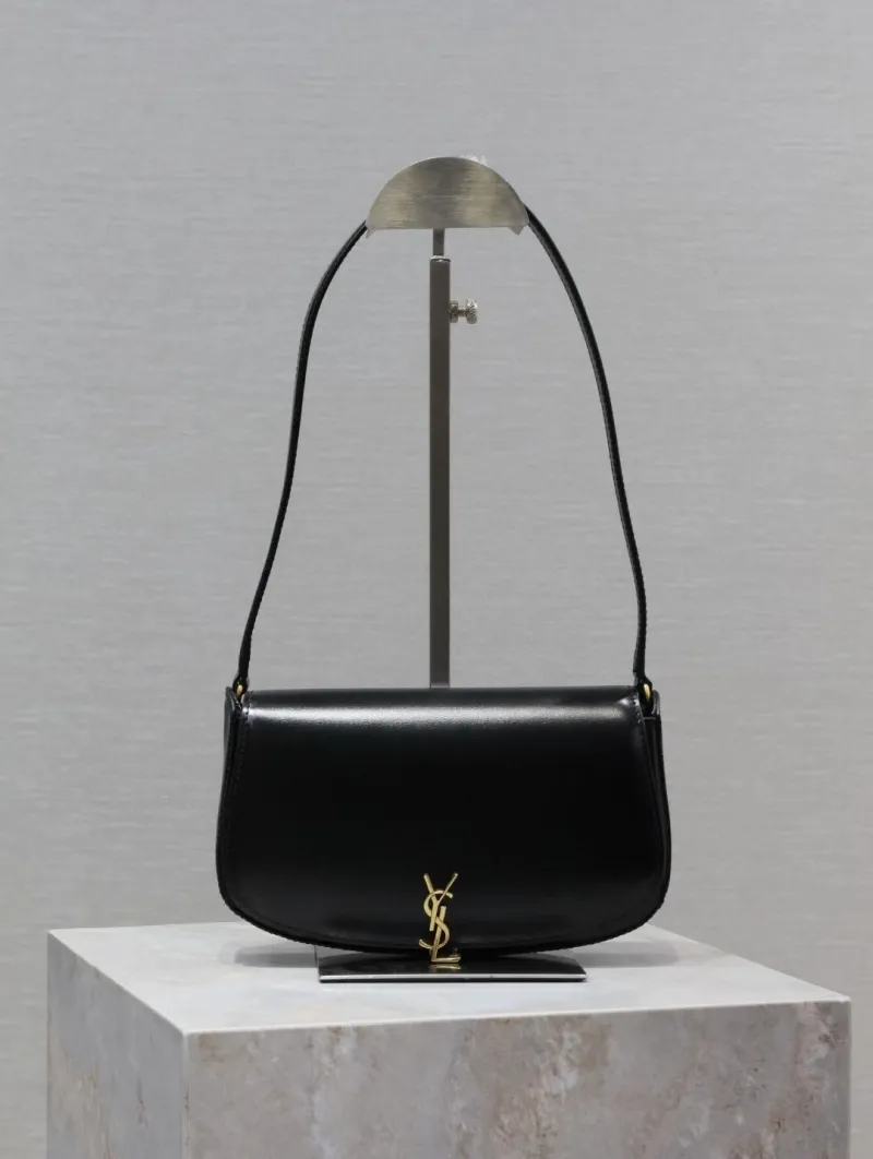 YSL Black Leather Top Handle Shoulder Bag 253