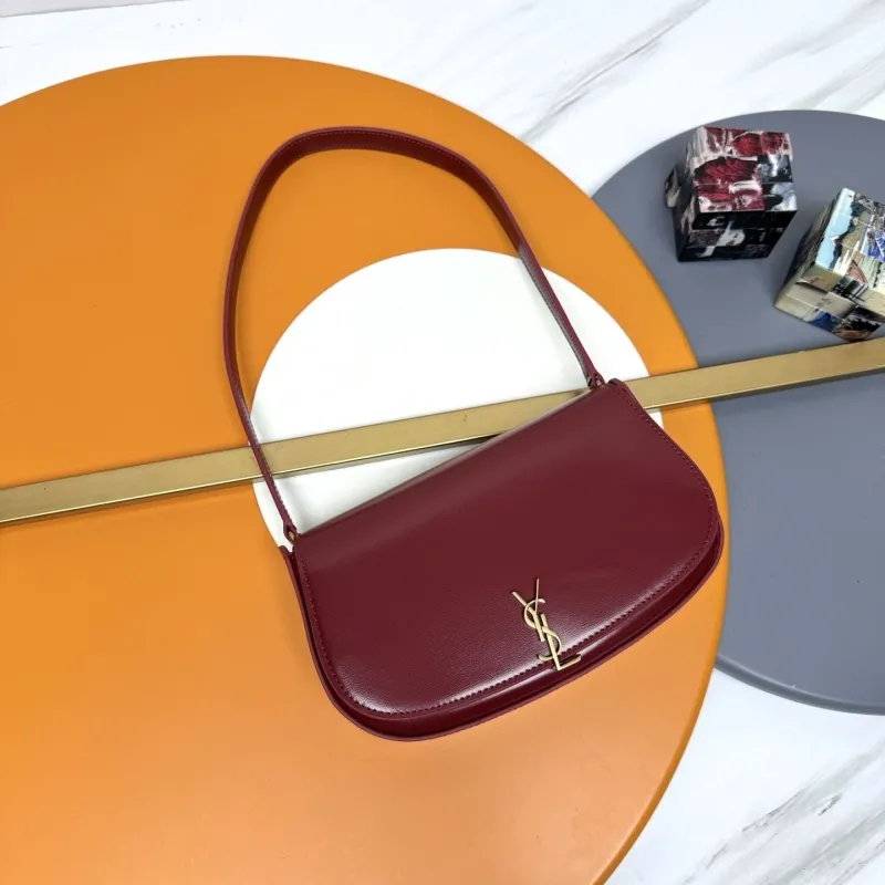 YSL Burgundy Top Handle Shoulder Bag 254