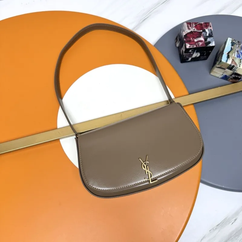 YSL Taupe Leather Shoulder Bag 256