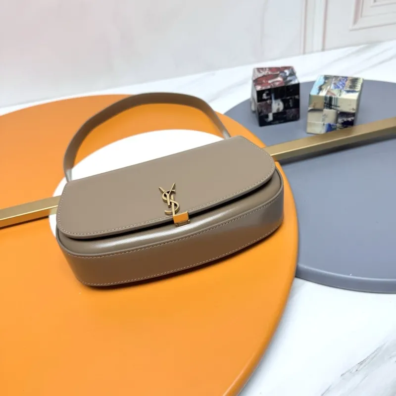 Alternative view of YSL Taupe Leather Shoulder Bag 256