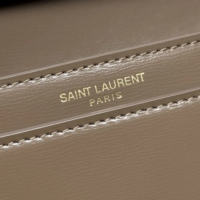 YSL Taupe Leather Shoulder Bag 256 - Image 8