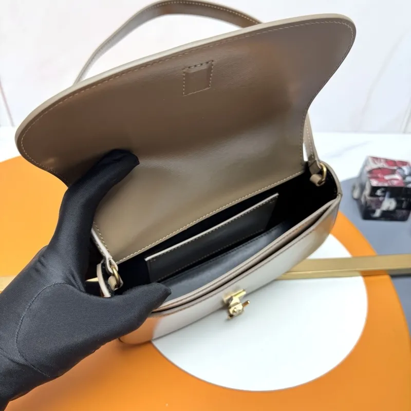 YSL Taupe Leather Shoulder Bag 256 - Image 9