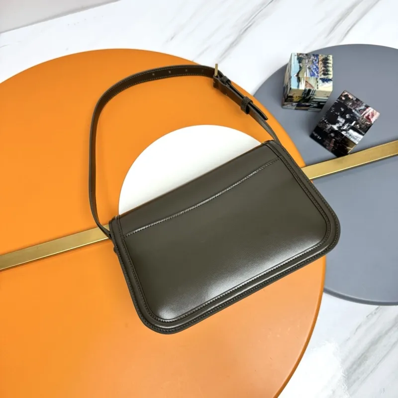 Alternative view of YSL 258 Dark Olive Leather Shoulder Bag