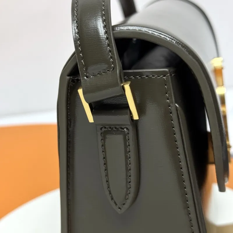 YSL 258 Dark Olive Leather Shoulder Bag - Image 5