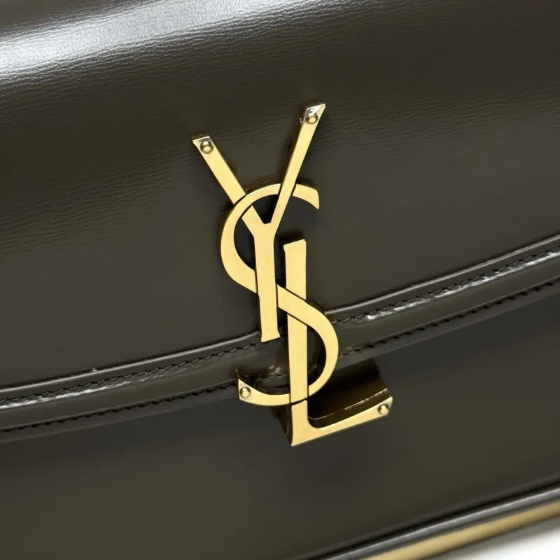 YSL 258 Dark Olive Leather Shoulder Bag - Image 6